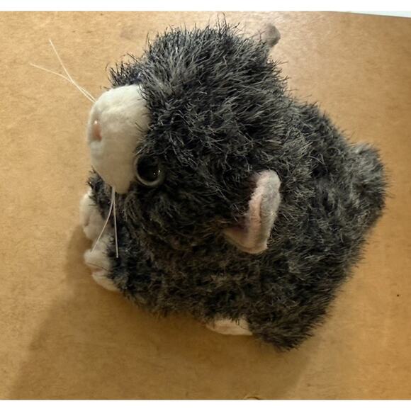 Vintage Gray & White Vibrating Cat Plush Toy Pull Cord Kitten Stuffed Animal - Picture 4 of 6